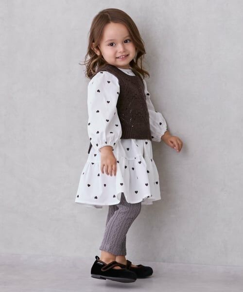 petit main / プティマイン ミニ丈・ひざ丈ワンピース | 【リンク】ベストつきティアードワンピース(キッズサイズ) | 詳細2