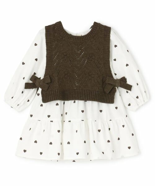 petit main / プティマイン ミニ丈・ひざ丈ワンピース | 【リンク】ベストつきティアードワンピース(キッズサイズ) | 詳細4