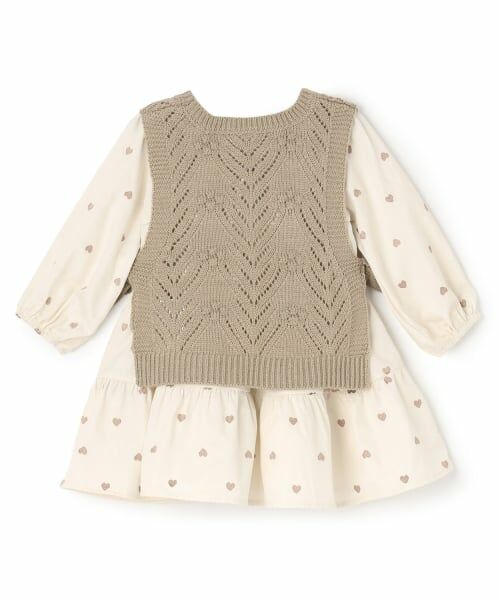 petit main / プティマイン ミニ丈・ひざ丈ワンピース | 【リンク】ベストつきティアードワンピース(キッズサイズ) | 詳細5