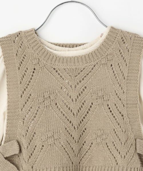 petit main / プティマイン ミニ丈・ひざ丈ワンピース | 【リンク】ベストつきティアードワンピース(キッズサイズ) | 詳細7