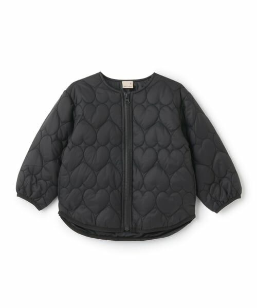 petit main / プティマイン ブルゾン | 【リンク】ハートキルティングジャケット(キッズサイズ)（黒）