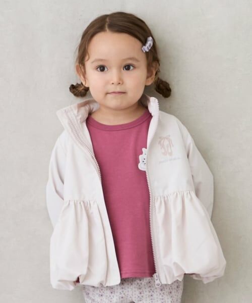 petit main / プティマイン ブルゾン | 【撥水加工/洗える】ペプラムウィンブレ（薄ベージュ）