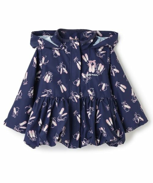 petit main / プティマイン ブルゾン | 【撥水加工/洗える】ペプラムウィンブレ（紺）