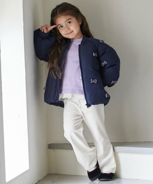 petit main / プティマイン ブルゾン | 【リンク/洗える】ちびリボン中綿ジャケット | 詳細4