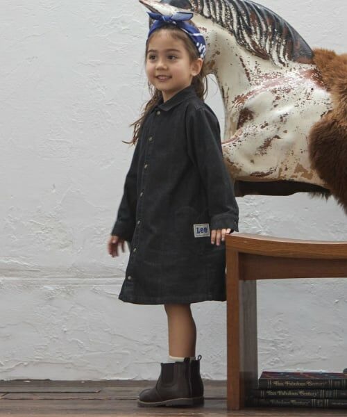 petit main / プティマイン ミニ丈・ひざ丈ワンピース | 【Lee】デニムワンピース（チャコール）