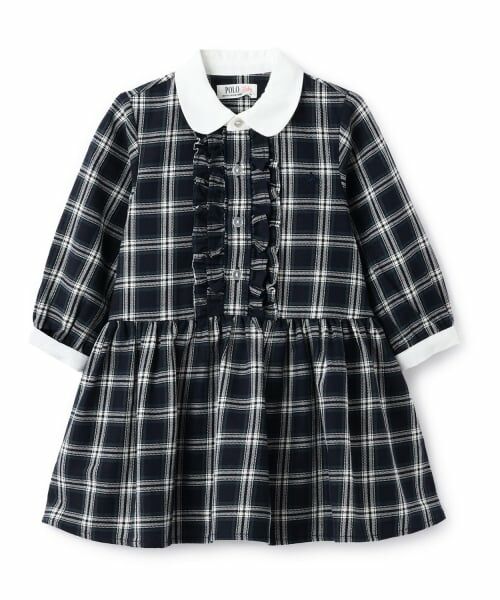 petit main / プティマイン ミニ丈・ひざ丈ワンピース | 【POLO BCS】シャツワンピース（紺）