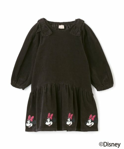 petit main / プティマイン ミニ丈・ひざ丈ワンピース | 【Disney】コーデュロイワンピース（チャコール）