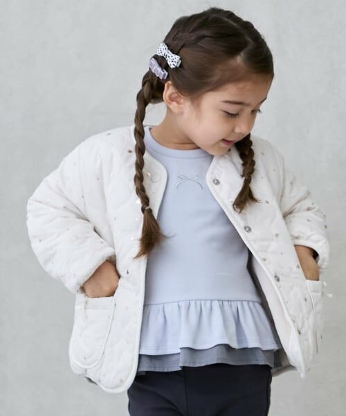 petit main / プティマイン ブルゾン | 【リンク】箔プリントリバーシブルジャケット（アイボリー）