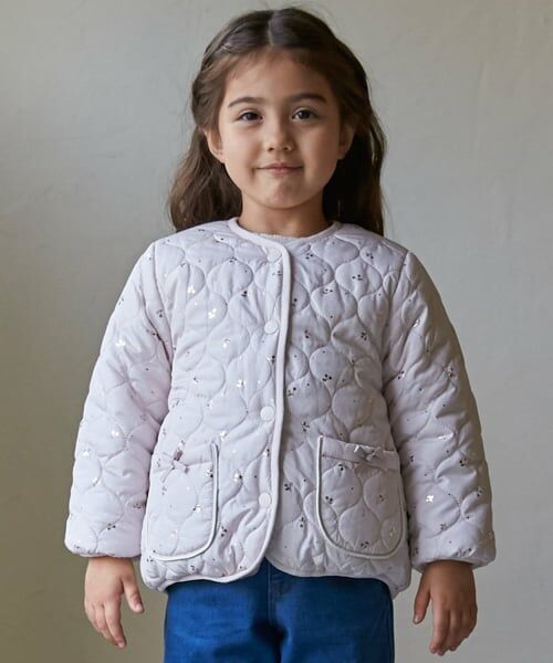 petit main / プティマイン ブルゾン | 【リンク】箔プリントリバーシブルジャケット（ライト ピンク）