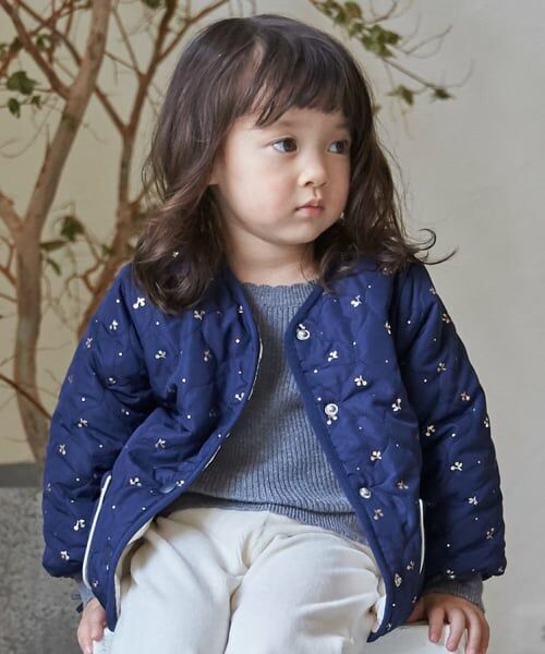 petit main / プティマイン ブルゾン | 【リンク】箔プリントリバーシブルジャケット（紺）