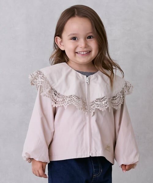 petit main / プティマイン ブルゾン | フリルウィンブレ（薄ベージュ）