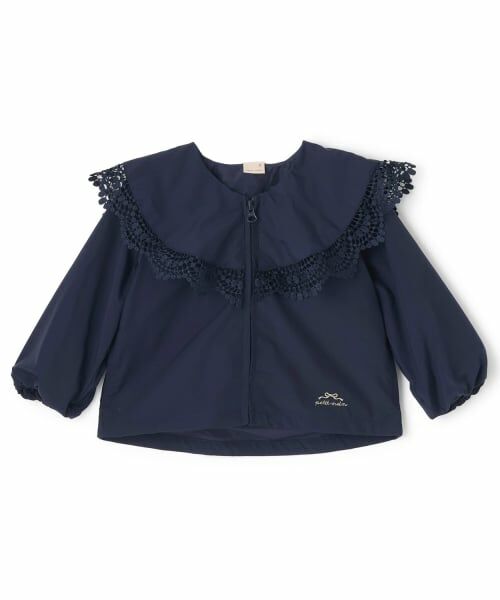 petit main / プティマイン ブルゾン | フリルウィンブレ（紺）