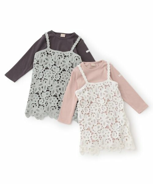 petit main / プティマイン ミニ丈・ひざ丈ワンピース | レースキャミワンピース | 詳細11