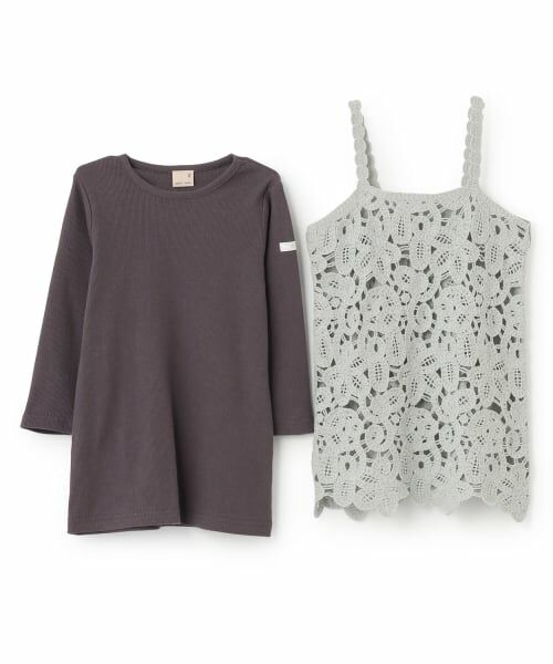 petit main / プティマイン ミニ丈・ひざ丈ワンピース | レースキャミワンピース | 詳細5