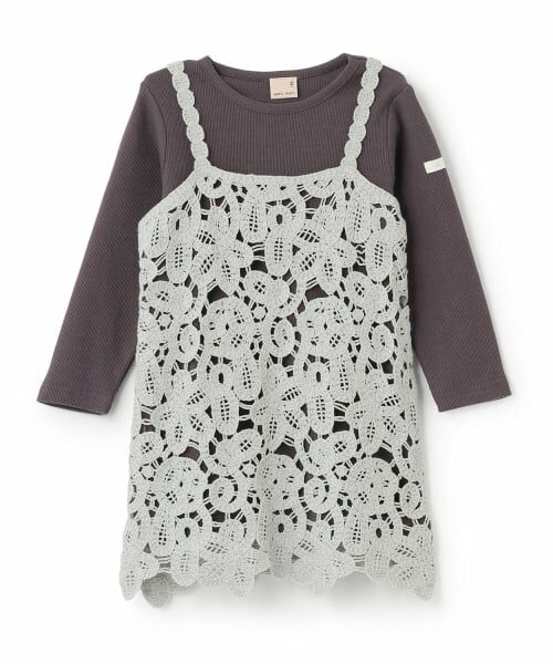 petit main / プティマイン ミニ丈・ひざ丈ワンピース | レースキャミワンピース（ライト グリーン）