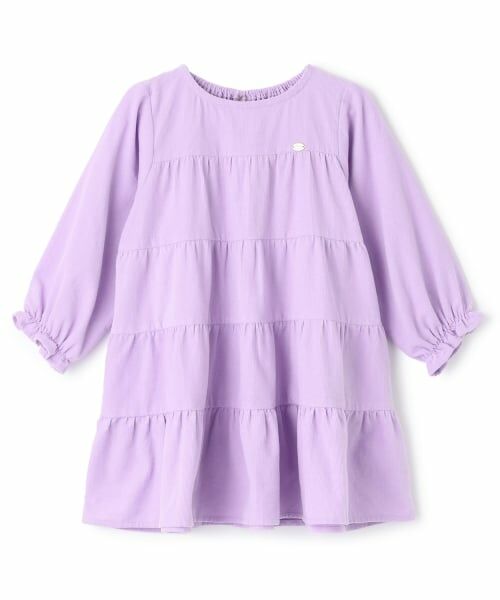 petit main / プティマイン ミニ丈・ひざ丈ワンピース | コーデュロイティアードワンピース（ラベンダー）