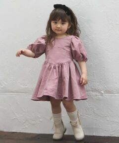 petit main / プティマイン ミニ丈・ひざ丈ワンピース | 【リンク】袖パフワンピース