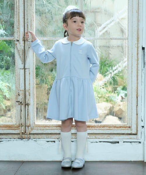 petit main / プティマイン ミニ丈・ひざ丈ワンピース | 【バレエ】前あき衿ワンピース（サックス）