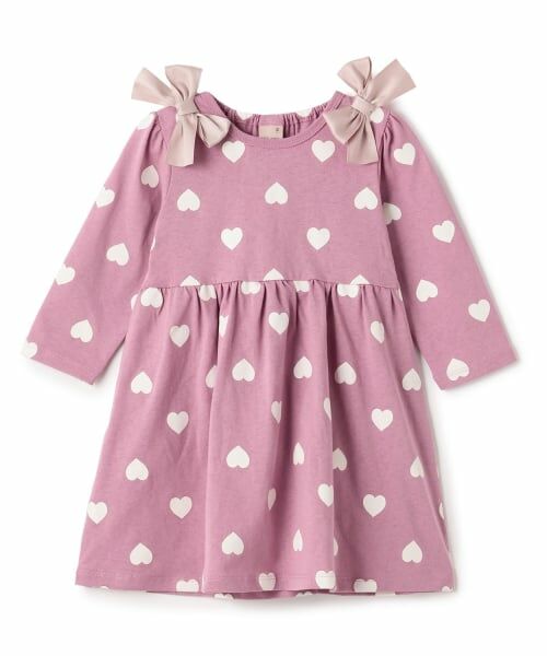 petit main / プティマイン ミニ丈・ひざ丈ワンピース | 【GOODPRICE】柄リボンカットワンピース（ピンク）