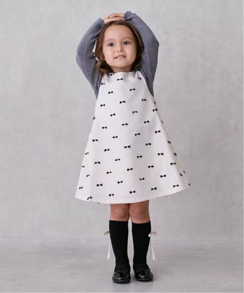 petit main / プティマイン ミニ丈・ひざ丈ワンピース | 【リンク】肩リボンジャンパースカート | 詳細1