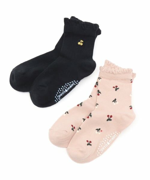 petit main / プティマイン ソックス | さくらんぼソックス2P（紺）