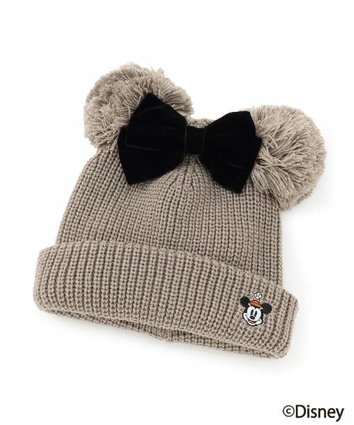 petit main / プティマイン ニットキャップ | 【Disney】W梵天ニット帽（モカ茶）