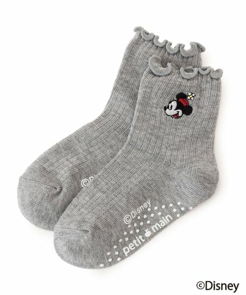 petit main / プティマイン ソックス | 【Disney】ミニー/刺しゅう靴下(グレー)