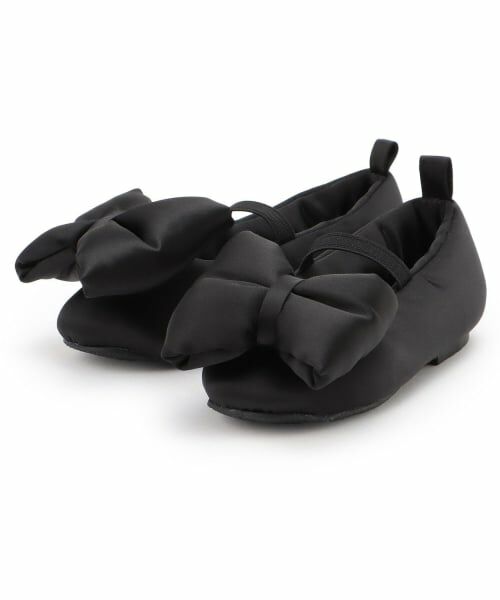 petit main / プティマイン パンプス | パデッドリボンパンプス（黒）