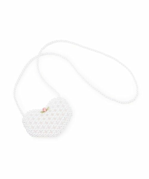 petit main / プティマイン ショルダーバッグ | ハートパールポシェット（オフ ホワイト）