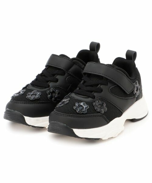 petit main / プティマイン スニーカー | フラワースニーカー（黒）