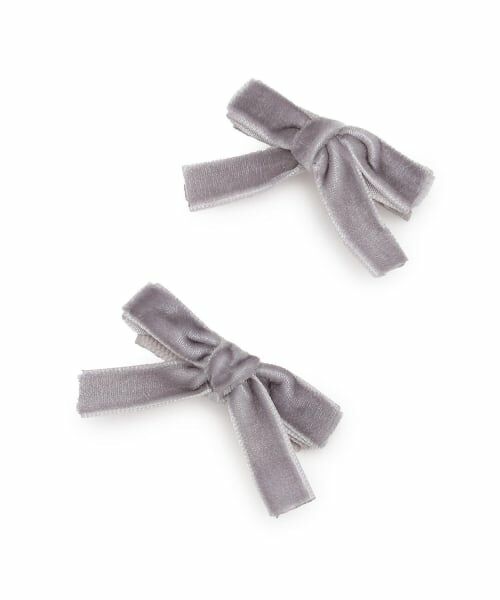 petit main / プティマイン ヘアピン | ベロアリボンヘアクリップ2P（ラベンダー）