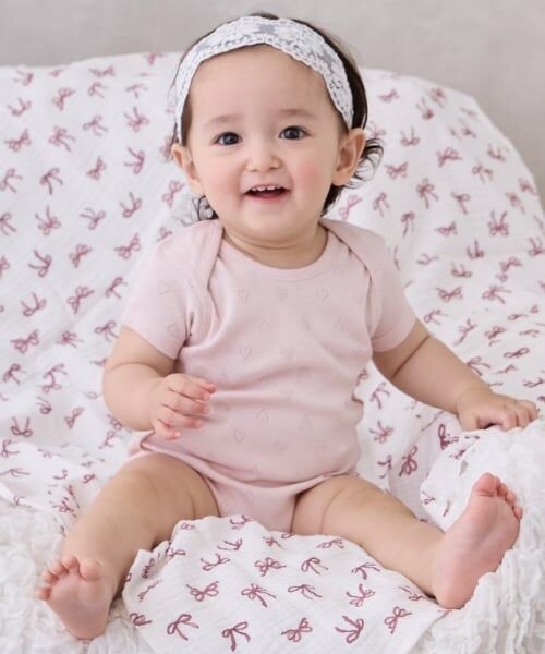 petit main / プティマイン 肌着 | 【弱酸性】半袖ボディースーツ（ピンク）