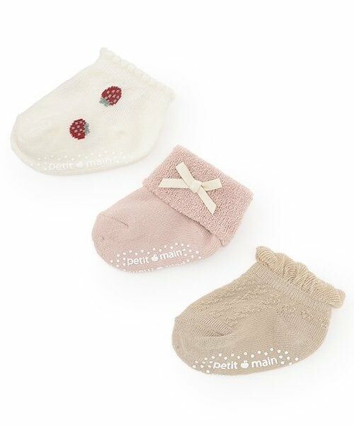 petit main / プティマイン ベビー・キッズウエア | BABY3Pソックス（ライト ピンク）