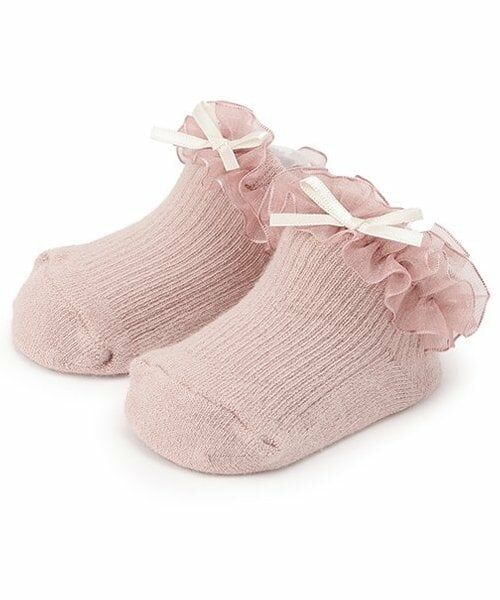 petit main / プティマイン ベビー・キッズウエア | オーガンジーフリルカップソックス（ライト ピンク）