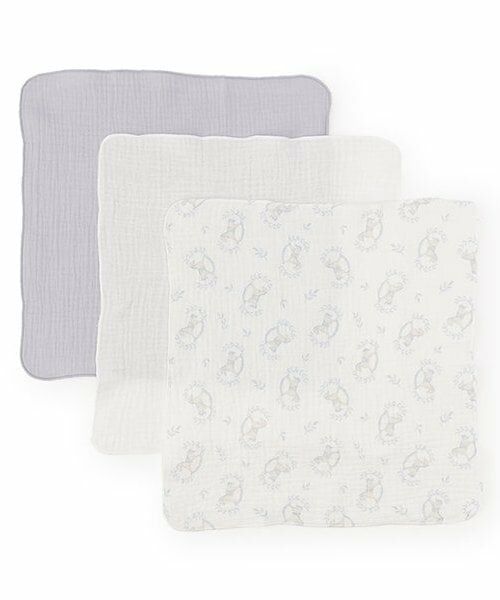 petit main / プティマイン ベビー・キッズグッズ | ガーゼ小3P（ライト ブルー）