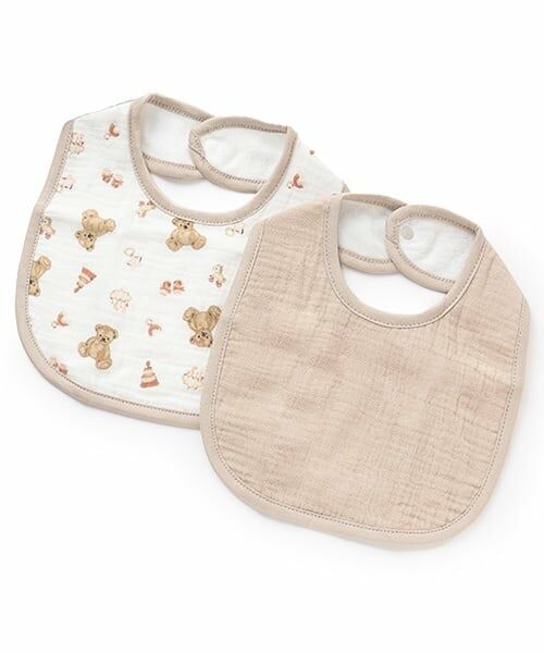 petit main / プティマイン スタイ・ビブ | ガーゼスタイ2P（ベージュ）