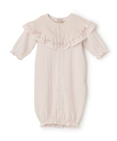 petit main / プティマイン ロンパース | 【オーガニック】フリル刺しゅう切替2WAYオール