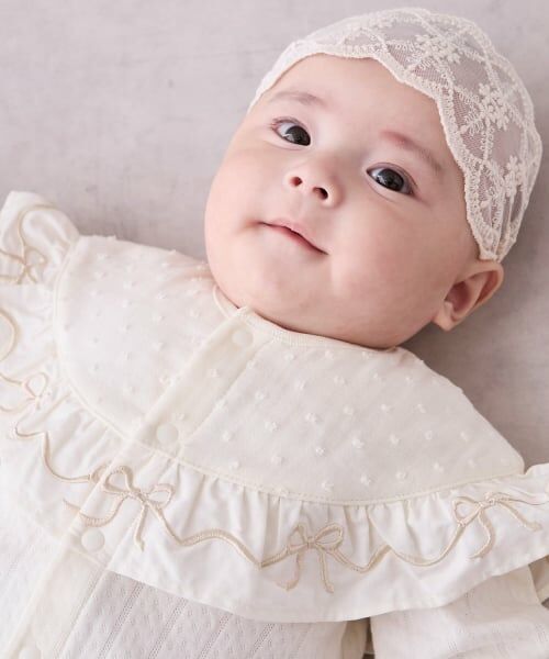 petit main / プティマイン ロンパース | 【オーガニック】フリル刺しゅう切替2WAYオール | 詳細2