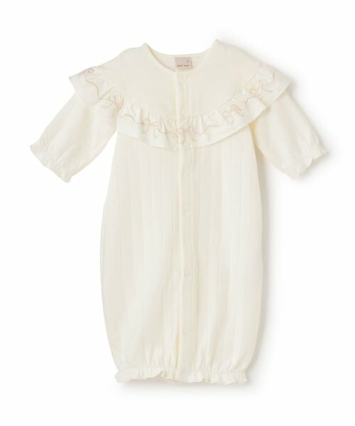 petit main / プティマイン ロンパース | 【オーガニック】フリル刺しゅう切替2WAYオール | 詳細3