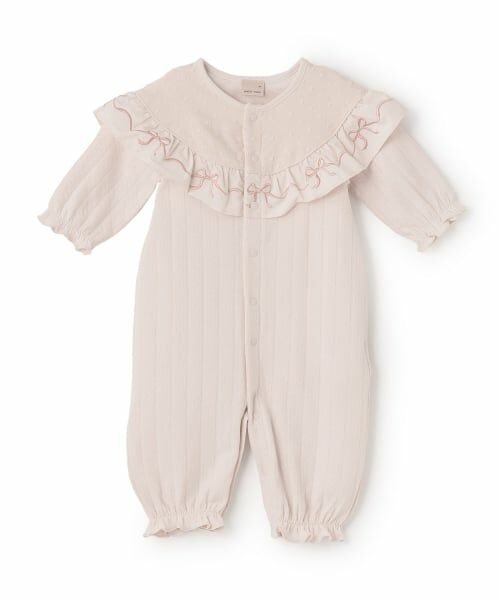 petit main / プティマイン ロンパース | 【オーガニック】フリル刺しゅう切替2WAYオール | 詳細5