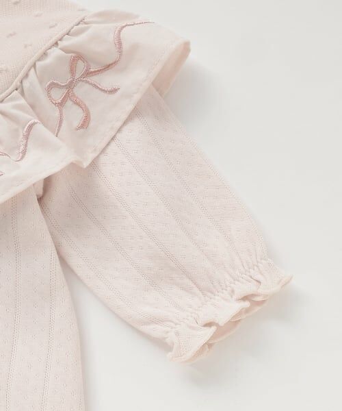 petit main / プティマイン ロンパース | 【オーガニック】フリル刺しゅう切替2WAYオール | 詳細7