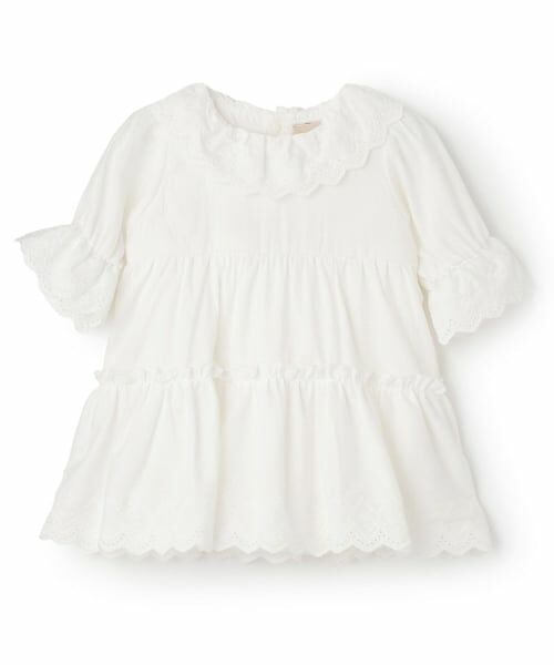 petit main / プティマイン ロンパース | 無地・花柄OPロンパース（アイボリー）