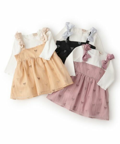 petit main / プティマイン ベビー・キッズウエア | リボン刺しゅうOPセットアップ | 詳細12