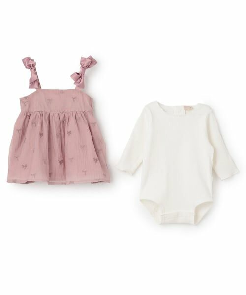 petit main / プティマイン ベビー・キッズウエア | リボン刺しゅうOPセットアップ | 詳細3