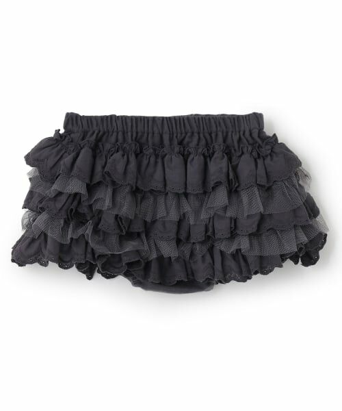 petit main / プティマイン ベビー・キッズウエア | レースフリルパンツ（チャコール）