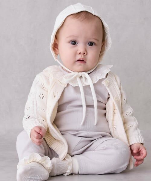 petit main / プティマイン ベビー・キッズウエア | 裾フリル針抜きカーディガン | 詳細1