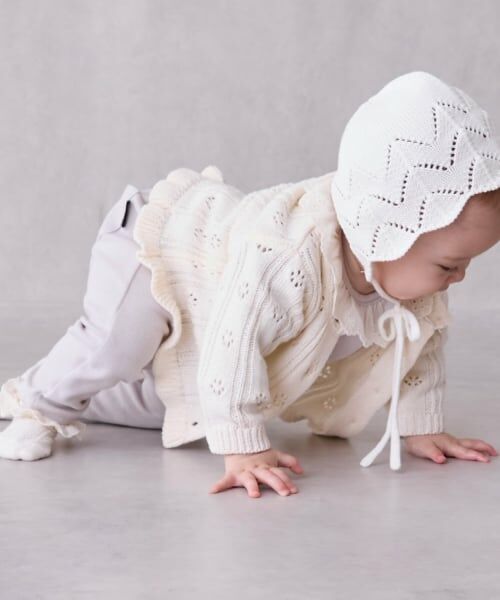 petit main / プティマイン ベビー・キッズウエア | 裾フリル針抜きカーディガン | 詳細2