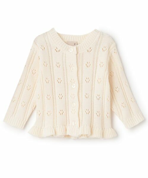 petit main / プティマイン ベビー・キッズウエア | 裾フリル針抜きカーディガン | 詳細3