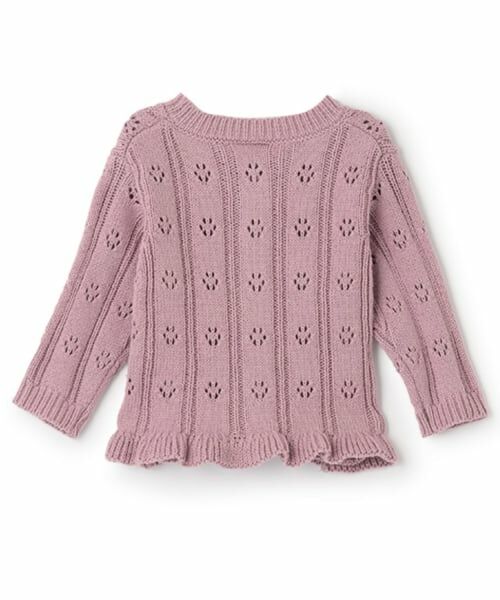 petit main / プティマイン ベビー・キッズウエア | 裾フリル針抜きカーディガン | 詳細4