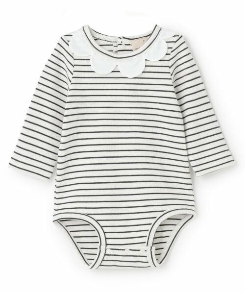 petit main / プティマイン ロンパース | スカラップ衿ロンパース（黒）